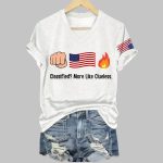 Retro Fist Flag Fire Classified More Like Clueless Print V-Neck T-Shirt