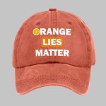 Retro Orange Lies Matter Print Baseball Cap