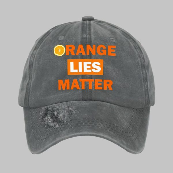 Retro Orange Lies Matter Print Baseball Cap