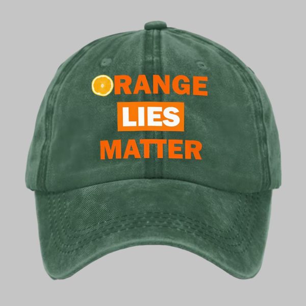 Retro Orange Lies Matter Print Baseball Cap