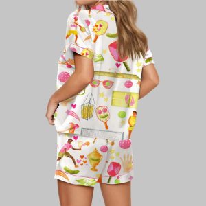 Summer Pickleball Silky Satin Pajama Set