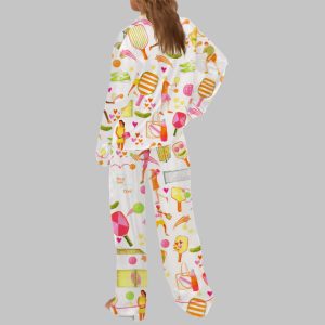 Summer Pickleball Silky Satin Pajama Set
