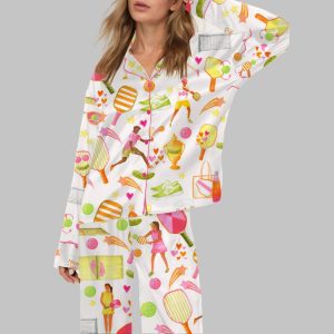 Summer Pickleball Silky Satin Pajama Set