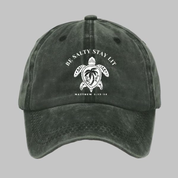 Unisex Be Salty Stay Lit Matthew 5 13 14 Turtles Print Hat