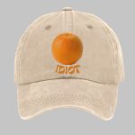 Unisex Orange Idiot Washed Cotton Hat