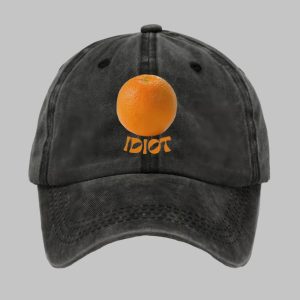 Unisex Orange Idiot Washed Cotton Hat 1 Unisex Orange Idiot Washed Cotton Hat