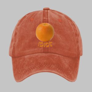 Unisex Orange Idiot Washed Cotton Hat 2 Unisex Orange Idiot Washed Cotton Hat