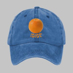 Unisex Orange Idiot Washed Cotton Hat 4 Unisex Orange Idiot Washed Cotton Hat