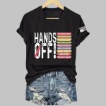 Women's Retro Hands Off Protest Print T-Shirt