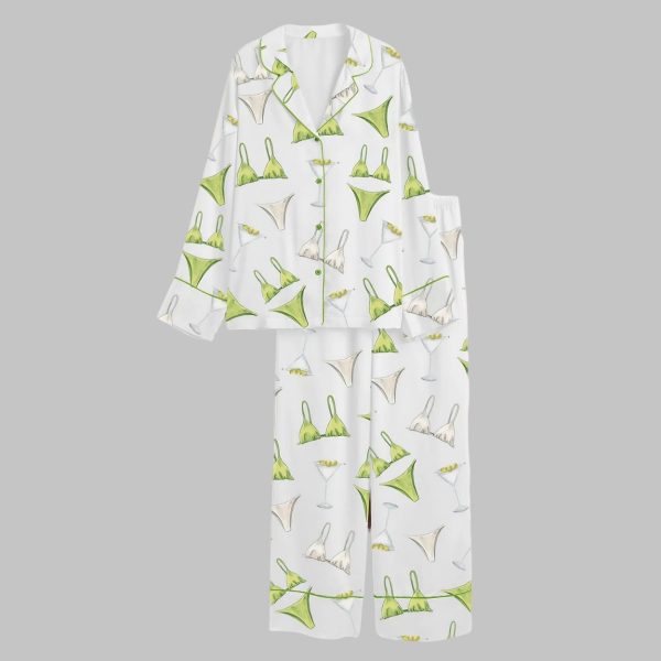Bikinis And Martinis Bachelorette Dirty Martini Satin Pajama Set