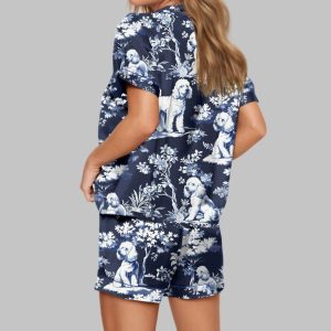 Blue Poodle Dog Satin Pajama Set 1 Blue Poodle Dog Satin Pajama Set