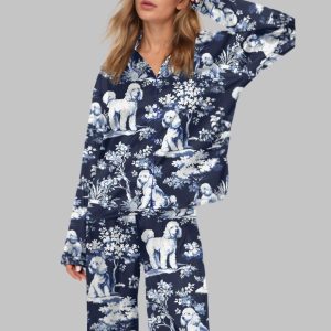 Blue Poodle Dog Satin Pajama Set 5 Blue Poodle Dog Satin Pajama Set