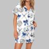 Blue Poodle Dog Satin Pajama Set