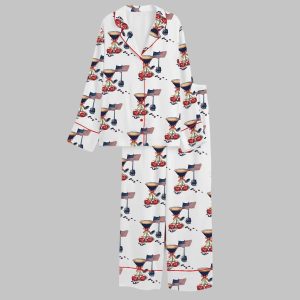 Espresso Martini Cherry Coquette Bow USA Flag Cocktail 4th Of July Satin Pajama Set2