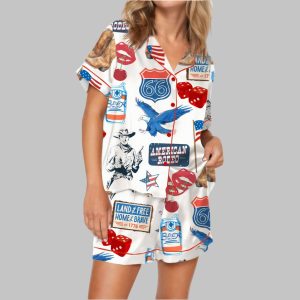 Independence Day Western Satin Pajama Set