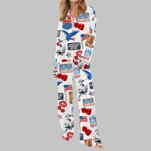 Independence Day Western Satin Pajama Set