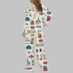 Paris Watercolour Travel Satin Pajama Set