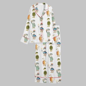 Patriotic Goose 4th Of July Silly Goose USA Independence Day Satin Pajama Set