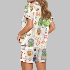 Preppy Georgia Peach Satin Pajama Set