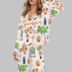 Preppy Georgia Peach Satin Pajama Set