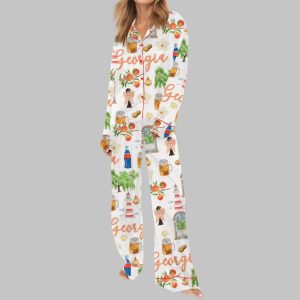 Preppy Georgia Peach Satin Pajama Set