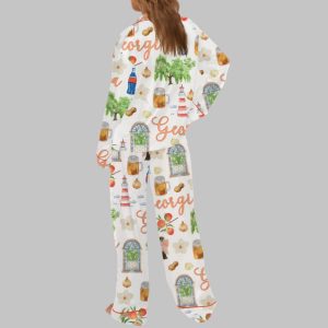 Preppy Georgia Peach Satin Pajama Set