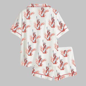 Red White And Boozy Beer Cocktail Club 4th Of July Satin Pajama Set