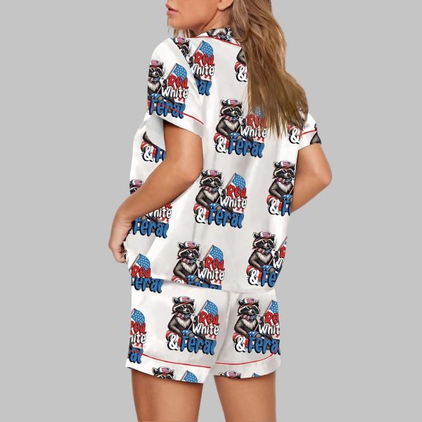 Red White And Feral USA Satin Pajama Set