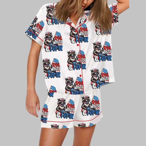 Red White And Feral USA Satin Pajama Set