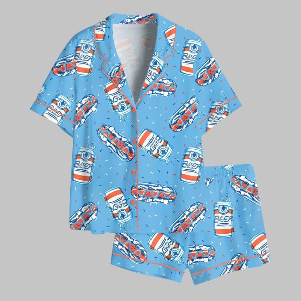 Retro 4th Of July Hotdog Beer Soda Satin Pajama Set