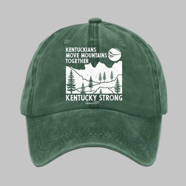 Retro Kentuckians Move Mountains Together Kentucky Strong Since 2017 Print Baseball Cap