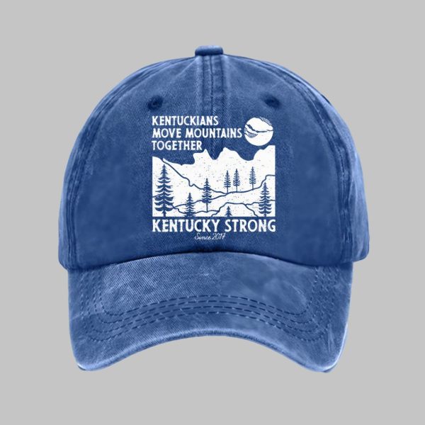 Retro Kentuckians Move Mountains Together Kentucky Strong Since 2017 Print Baseball Cap
