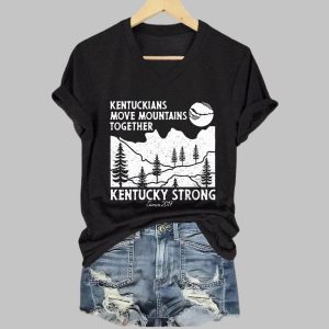 Retro Kentuckians Move Mountains Together Kentucky Strong Since 2017 Print V Neck T Shirt1