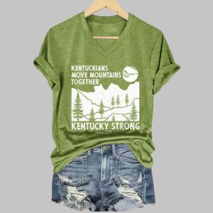 Retro Kentuckians Move Mountains Together Kentucky Strong Since 2017 Print V Neck T Shirt3