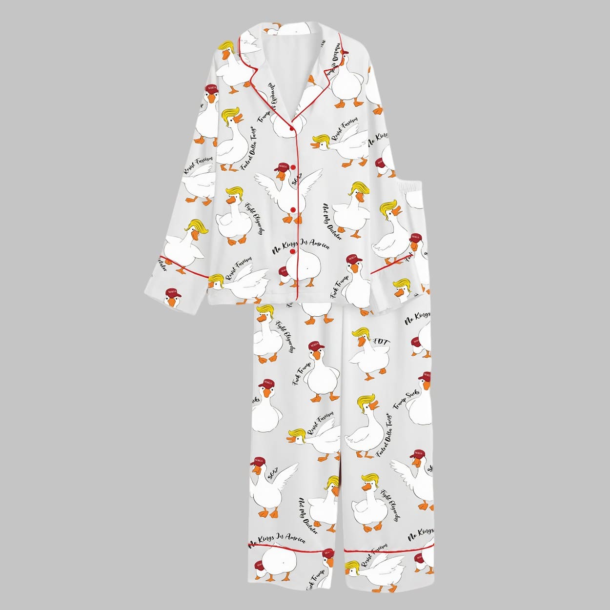 Subtle Anti Trump Silly Goose Satin Pajama Set