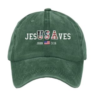 Vintage USA Jesus Saves John 316 Print Baseball Cap