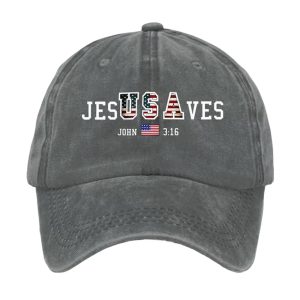 Vintage USA Jesus Saves John 316 Print Baseball Cap