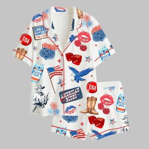 Western 4th Of July Independence Day Satin Pajama Set