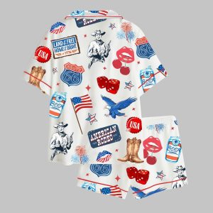 Western 4th Of July Independence Day Satin Pajama Set