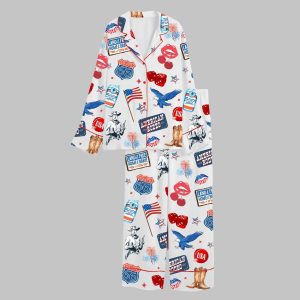 Western 4th Of July Independence Day Satin Pajama Set