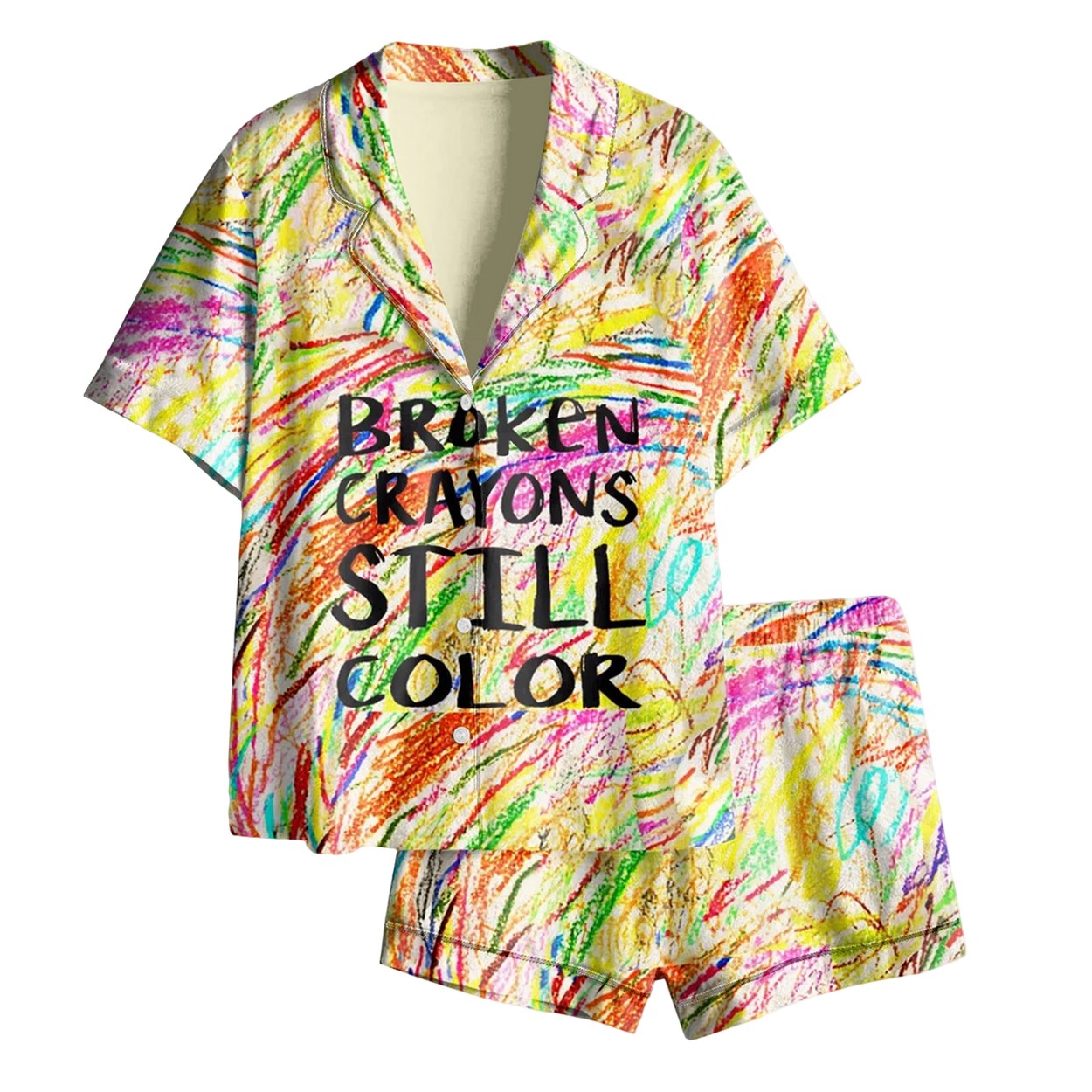 Broken Crayons Still Color Satin Pajama Set