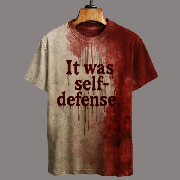 It Was Self-Defense Bloody Art Print Halloween T-shirt