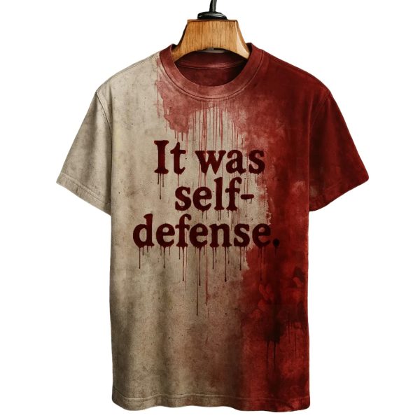 It Was Self-Defense Bloody Art Print Halloween T-shirt