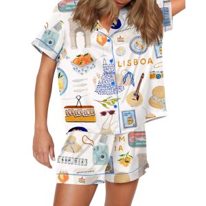 Lisbon Portugal Travel Satin Pajama Set