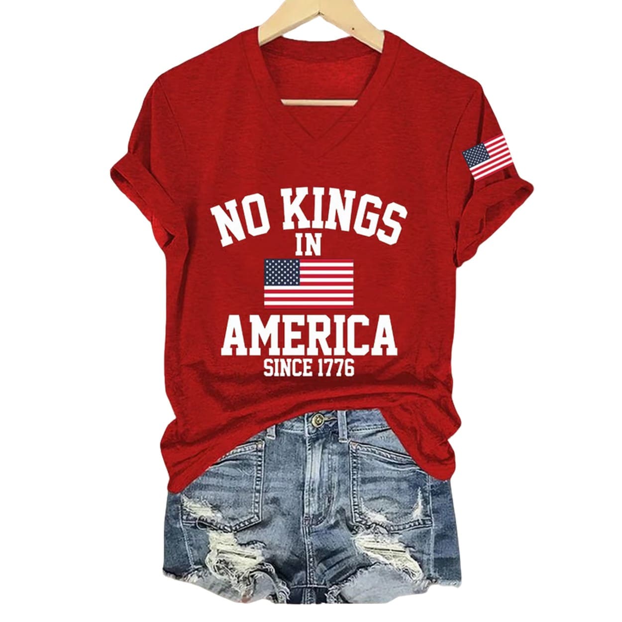 No Kings In America Since 1776 Printed Casual T-Shirt