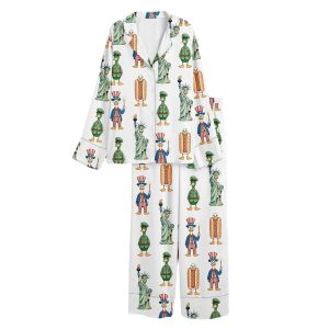 Patriotic Goose 4th Of July Independence Day Satin Pajama Set