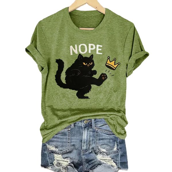 Retro No Kings In America Black Cat Crown Nope Shirt