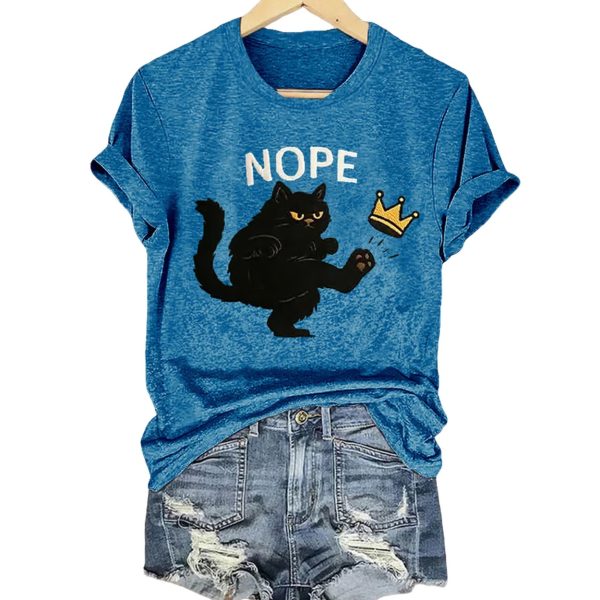 Retro No Kings In America Black Cat Crown Nope Shirt