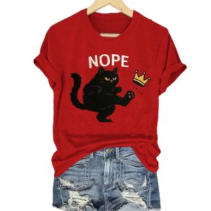 Retro No Kings In America Black Cat Crown Nope Shirt