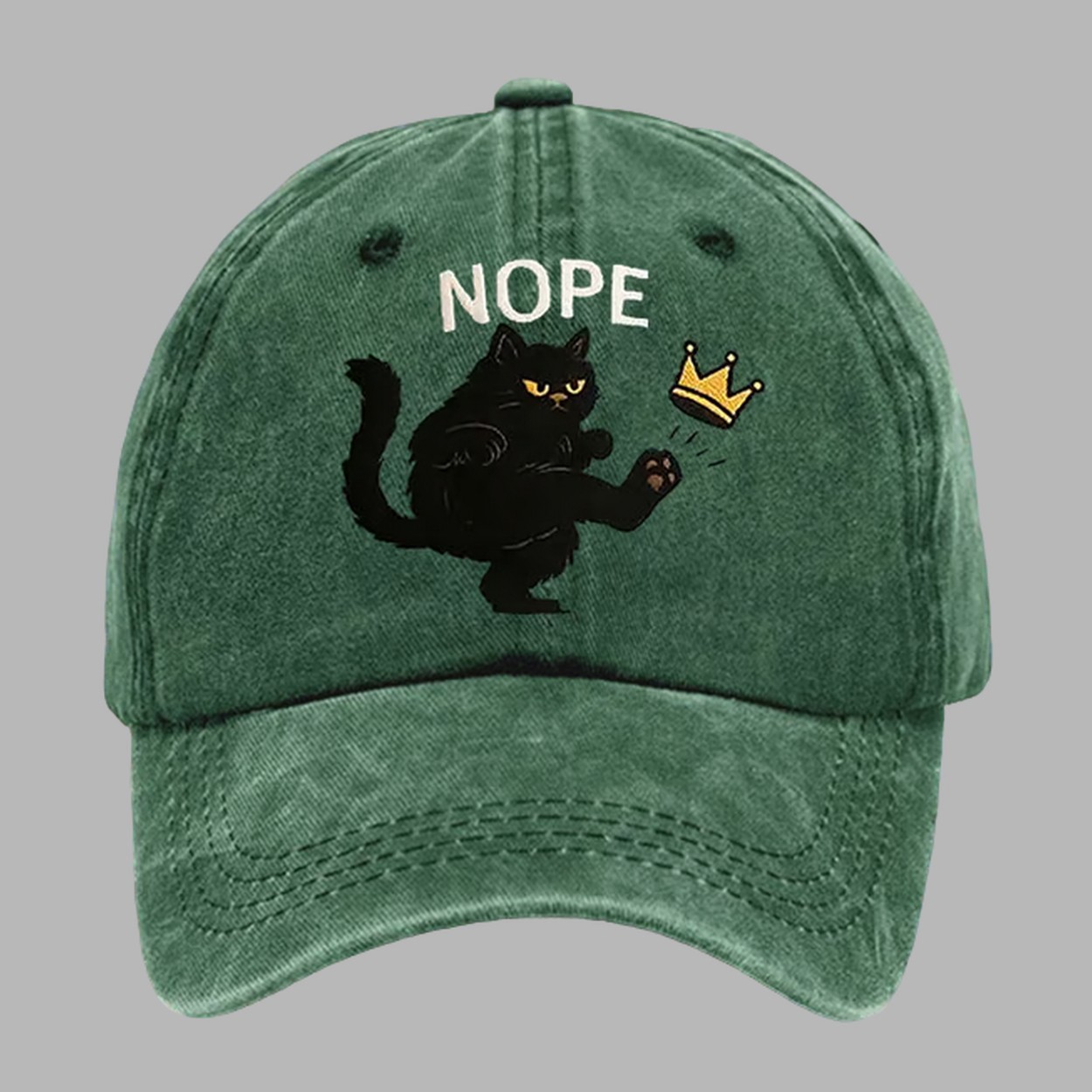 Retro No Kings In America Cat Crown Nope Baseball Cap